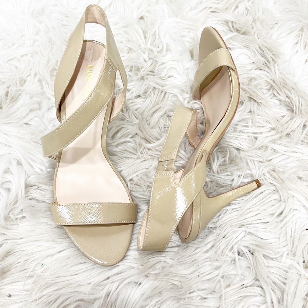 NINE West Nude Strappy Sandal Heels 9.5 - Picture 9 of 9